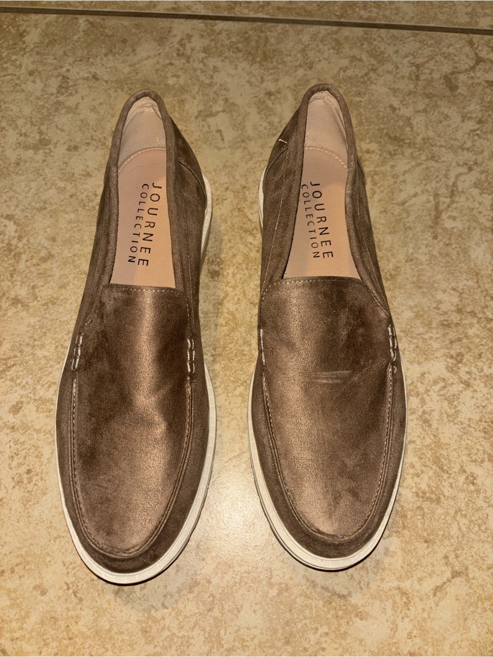 Journee Collection Brown Suede Slip-On Loafers